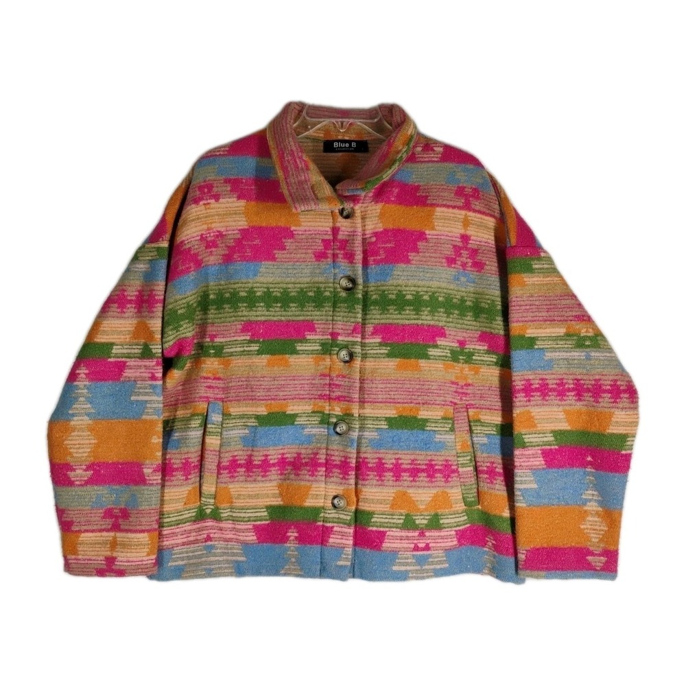 Blue B Collection Women's Large Aztec Southwestern Jacket Colorful Warm